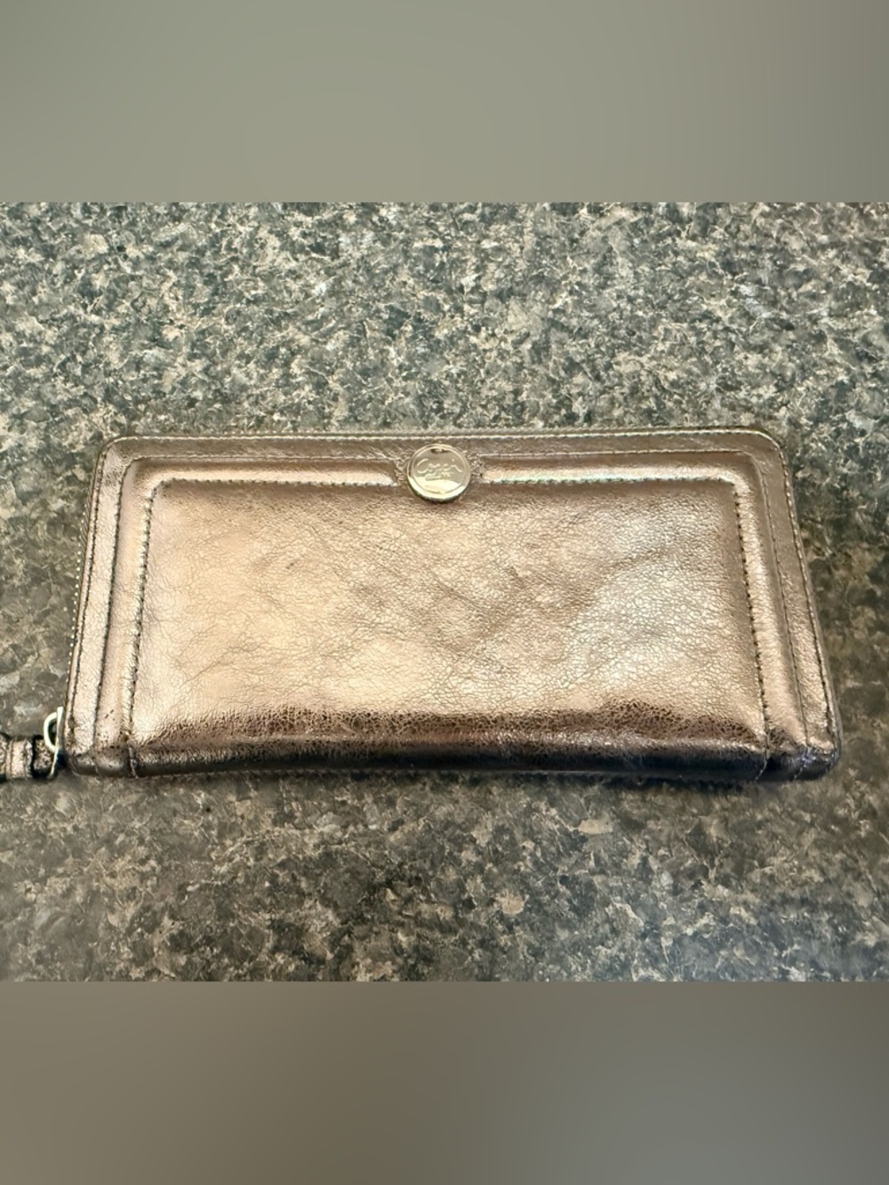 Coach Metallic Pewter Zip-Around Wallet